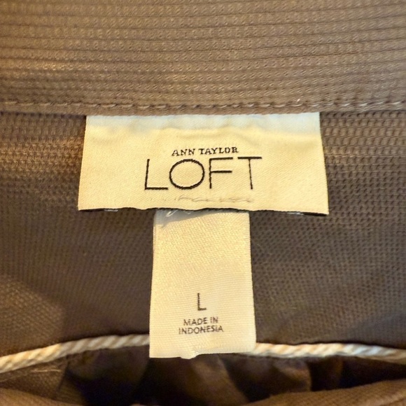 Ann Taylor Loft Ruffle Trim Sweetheart Lightweight Jacket Blazer Brown Large - Picture 3 of 3